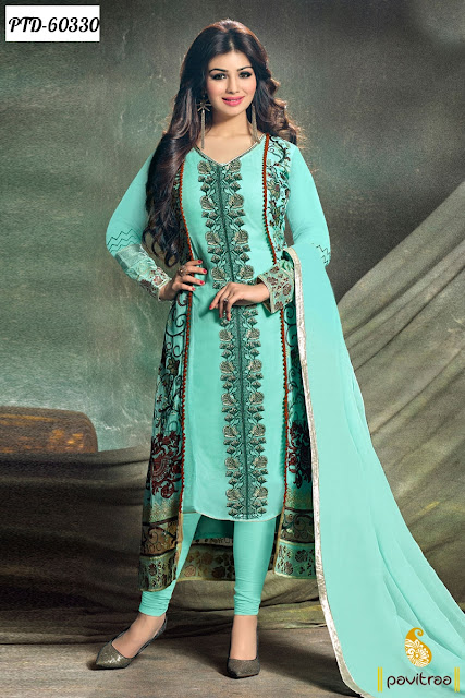 Buy Turquoise Color Bollywood Actress Ayesha Takiya Designer Salwar Kameez Online Shoppign with Lowest Price Cost Rate at Pavitraa.in