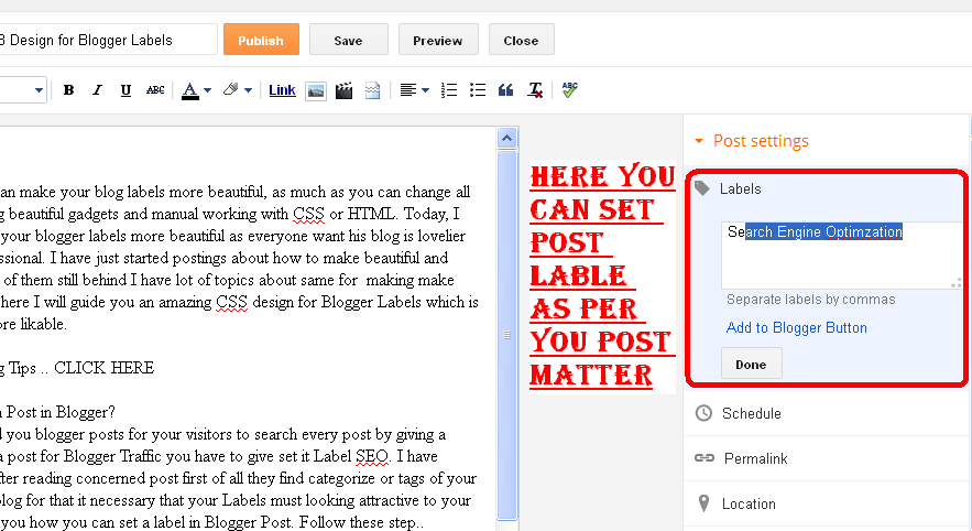 label in blogger