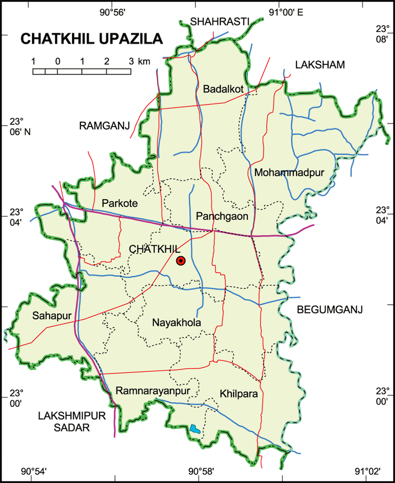 Chatkhil Upazila Map Noakhali District Bangladesh