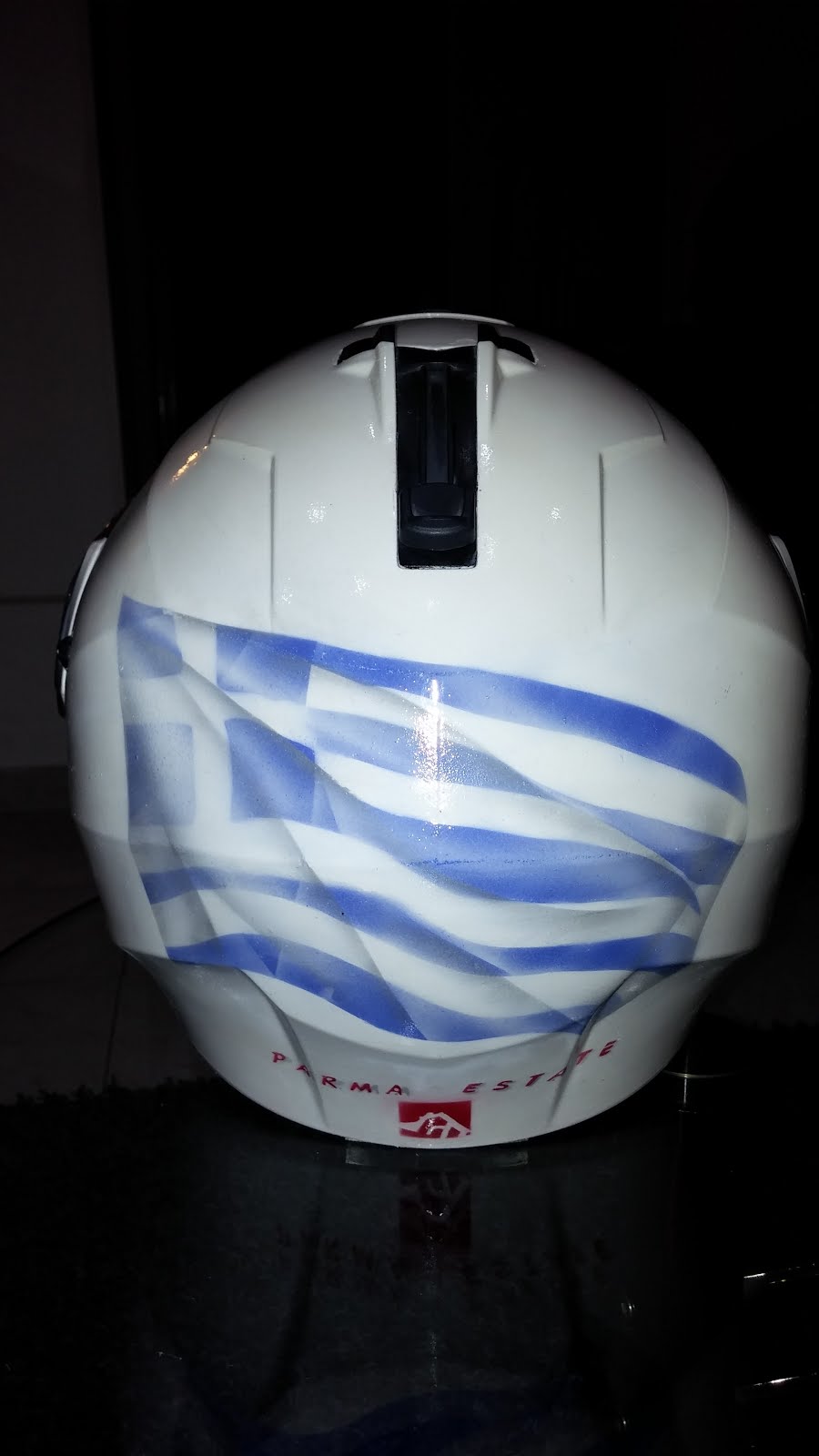 Airbrush helmet greek flag
