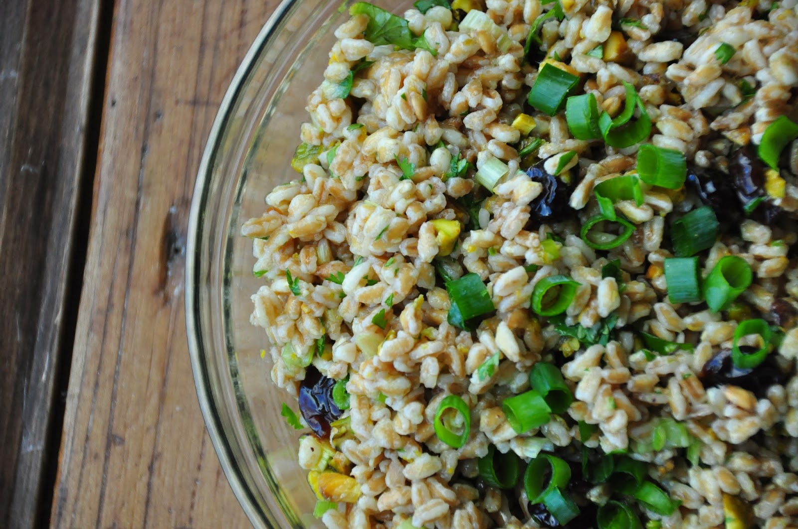 Bite Me Meatless Monday Farro Salad with Winter Fruit, Pistachios