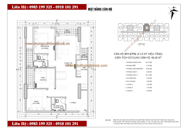 Thiết kế căn hộ X11CT1C chung cư thông tấn xã