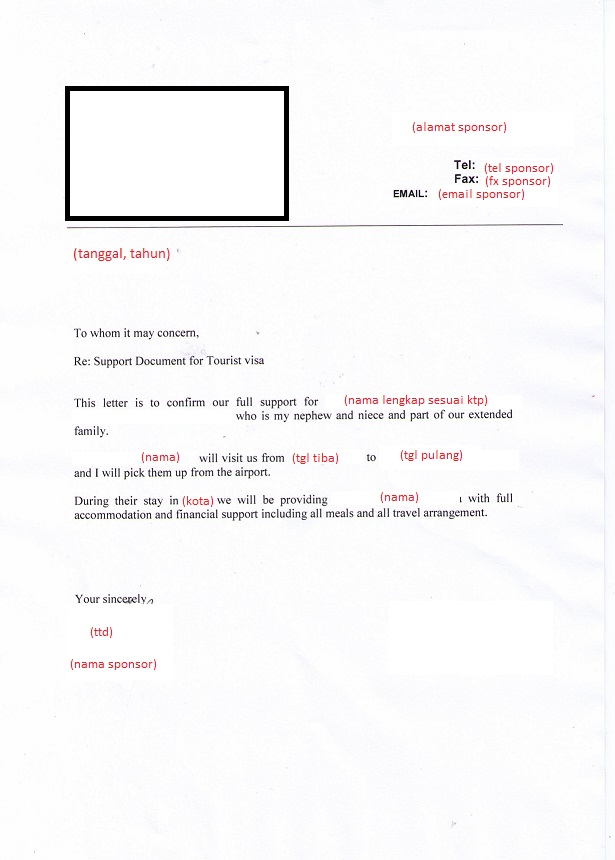 Contoh Surat Referensi Kerja Untuk Visa Australia Surat