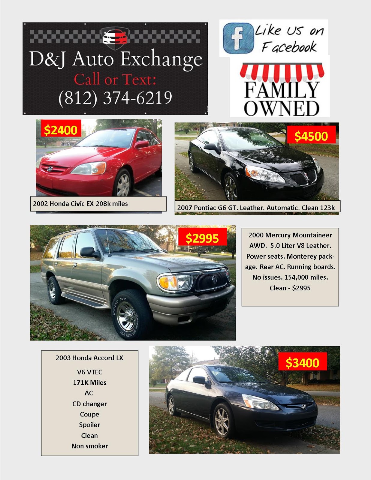 D & J Auto Exchange Lexus, Mercury, Honda, BMW, Chevy, Dodge, Pontiacs