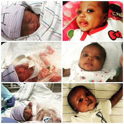2 Nigerian couple share sweet pics of their adorable triplets as they turn 3 months