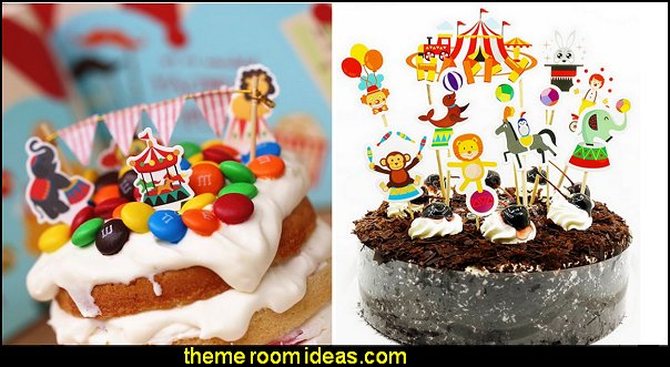 circus cupcake toppers circus themed party decorations - carnival circus theme party decorations - circus carnival themed birthday party - Ice Cream theme decor -  circus party supplies - Circus Party Props - circus costumes - circus carnival party supplies