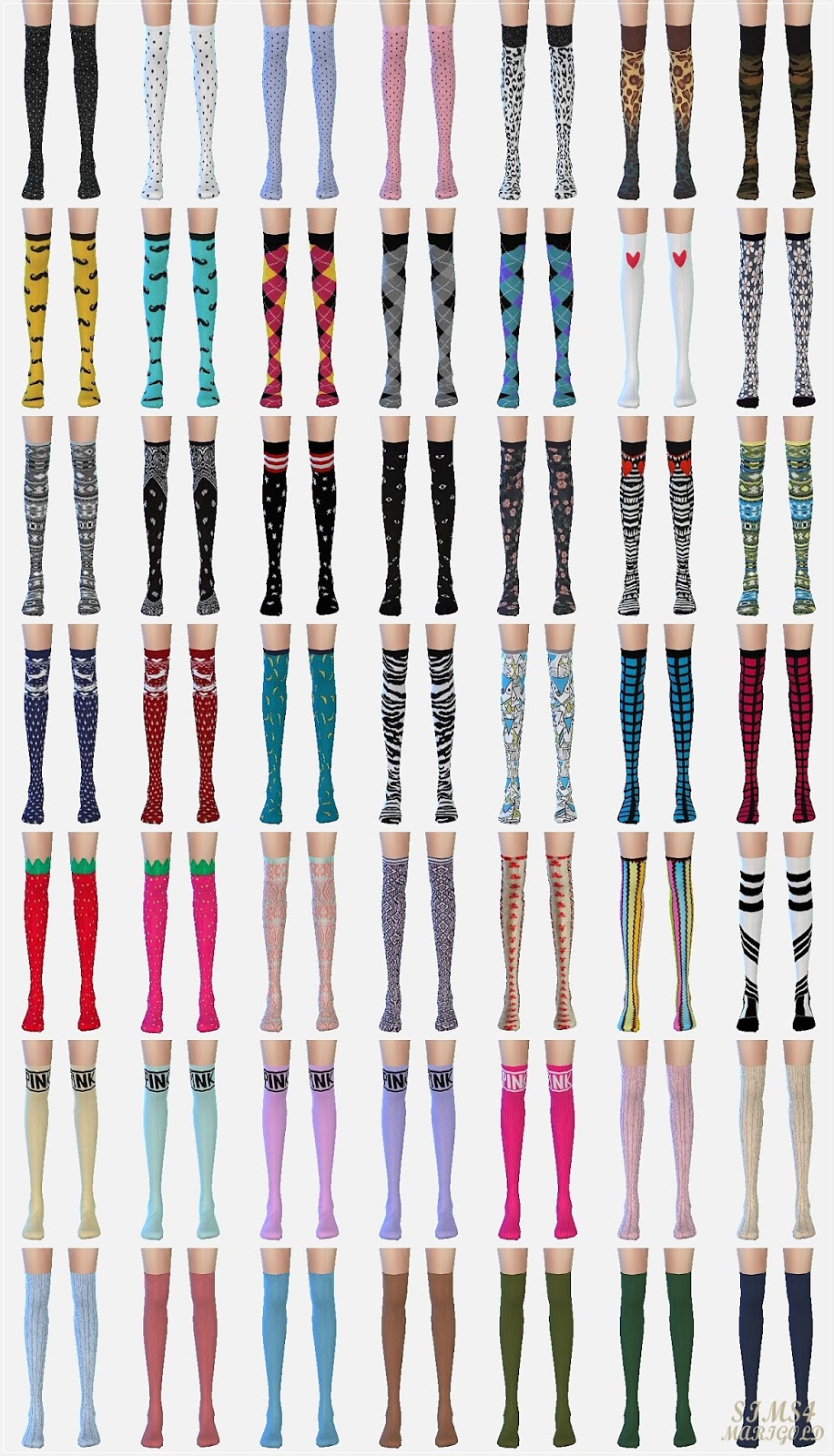 Collection Of Sims 4 Cc Knee High Socks Nekros Cotton High Socks Over