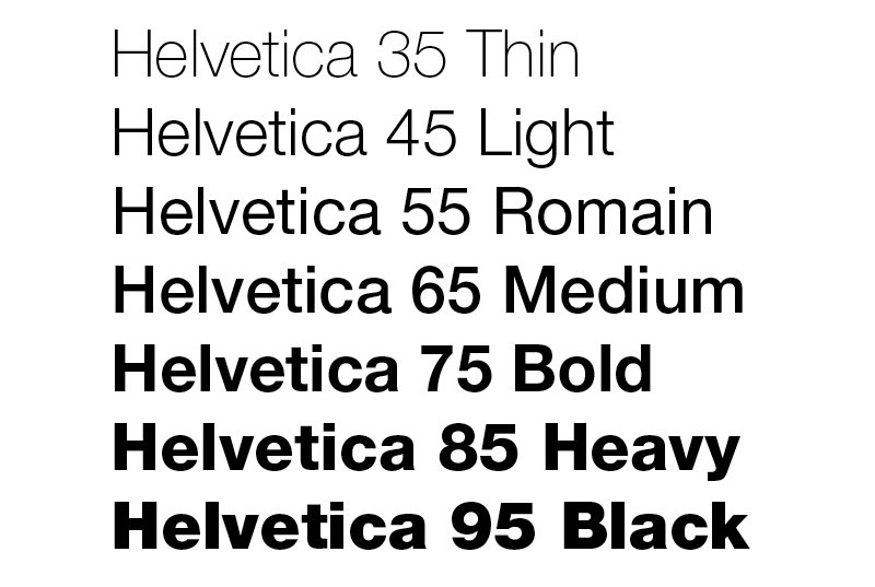 helvetica typeface weights