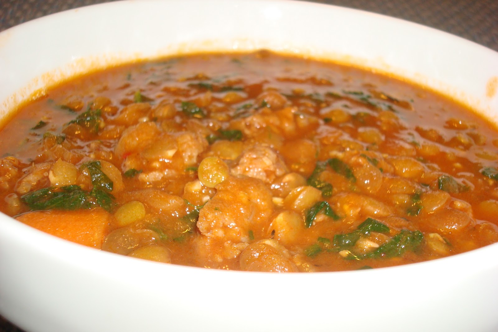 Basil & Butter: Adventures in the Delectable: Spicy Lentil and Sausage Soup