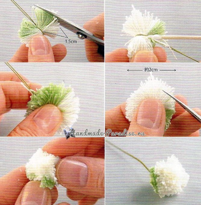 Цветок клевера из помпона (1)