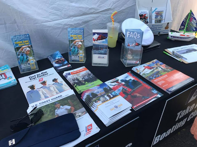 A table with boating safety literature.