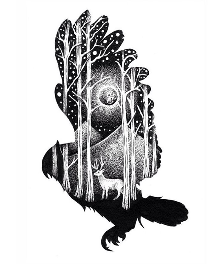 09-Owl-and-Deer-Thiago-Bianchini-Eclectic-Collection-of-Drawings-and-Illustrations-www-designstack-co