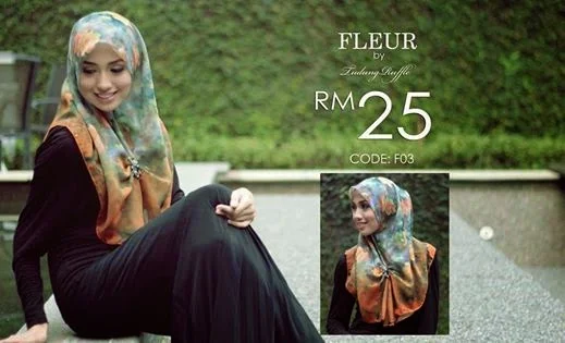 Tudung Bawal Ruffle printed