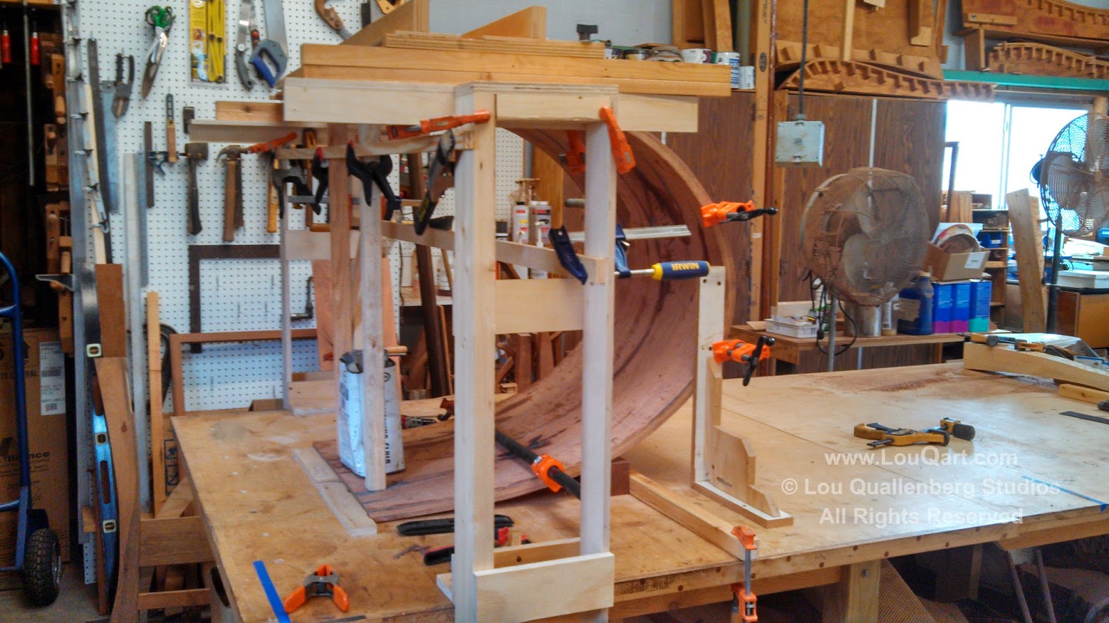 Base Jig for laminated mesquite curves by Lou Qualleneberg