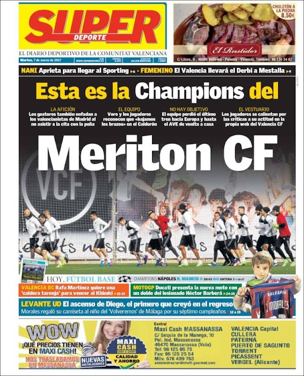 Valencia, Superdeporte: "Esta es la Champions del Meriton CF"