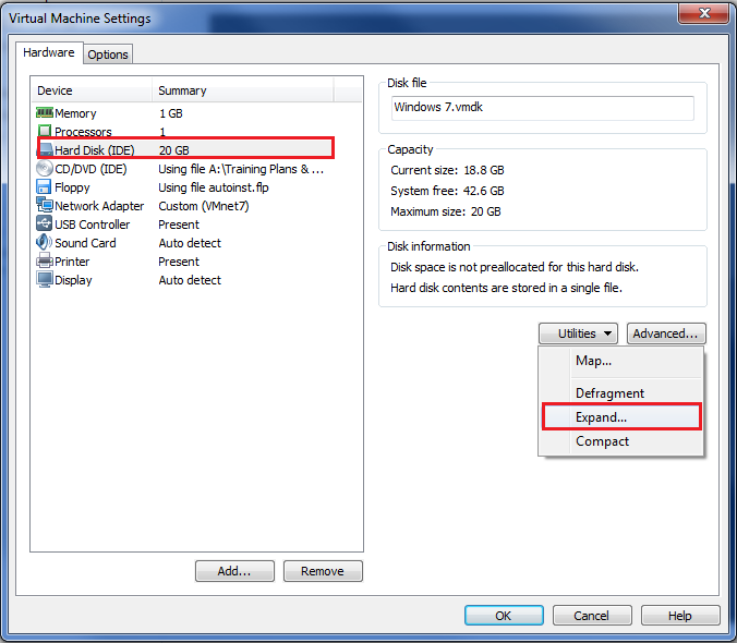 Server Labs How can I extend the Virtual machines hard disk space