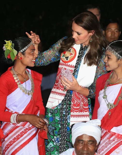 Prince William, Duke of Cambridge and Catherine, Duchess of Cambridge observe a dance and musical performance celebrating Assamese New Year