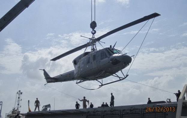 Avería y reemplazo del helicóptero AB 212 embarcado en el BAM 'Tornado' (Atalanta).