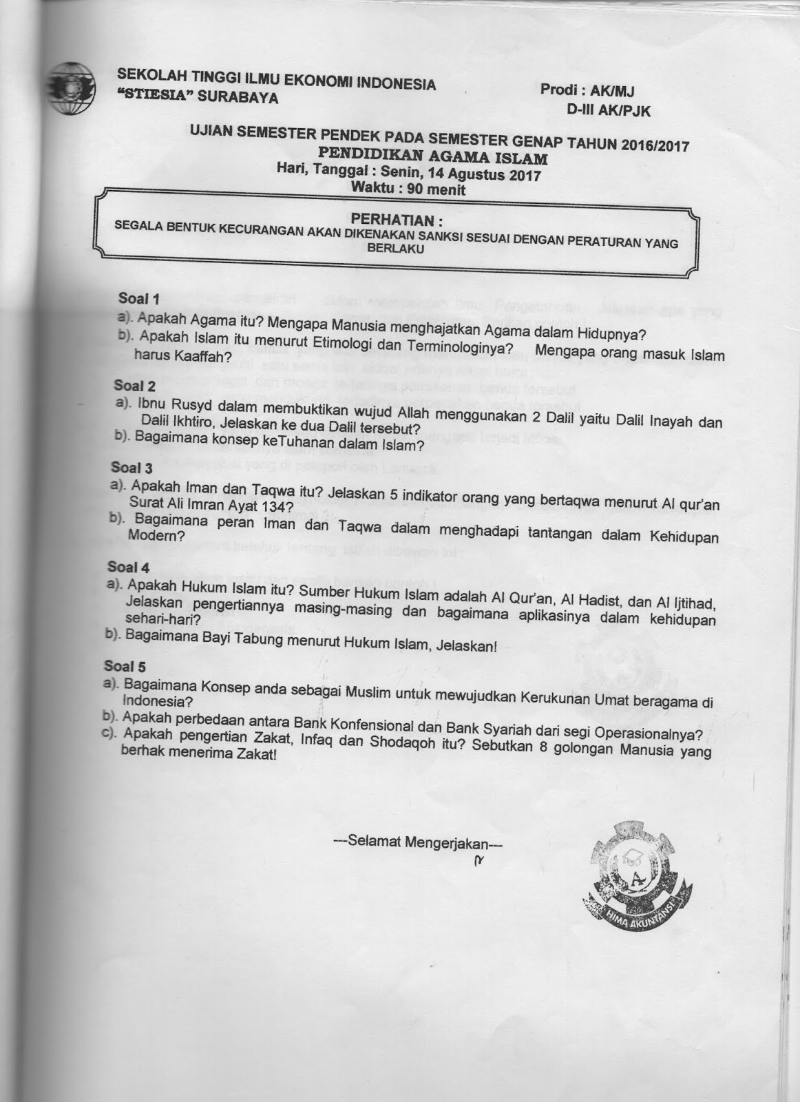 Soal Ujian Masuk Perguruan Tinggi Swasta 2016 Lembar Jawaban Soal Ujian Masuk Perguruan Tinggi Swasta 2016 Lembar Jawaban