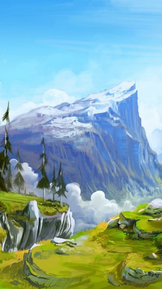 Mountains Landscape Painting  Android Best Wallpaper