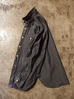 fwk by engineered garments work shirt in blue chambray