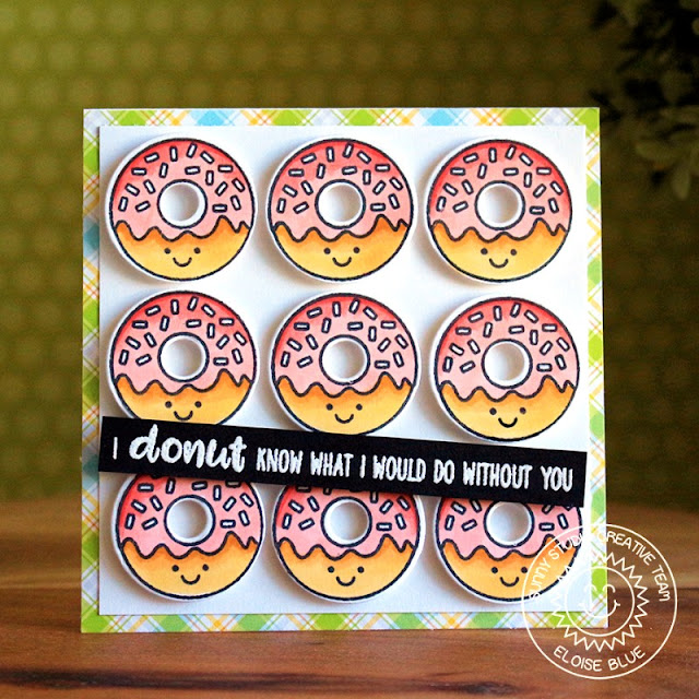 Sunny Studio Stamps: Breakfast Puns Donut Grid Appreciation Card by Eloise Blue