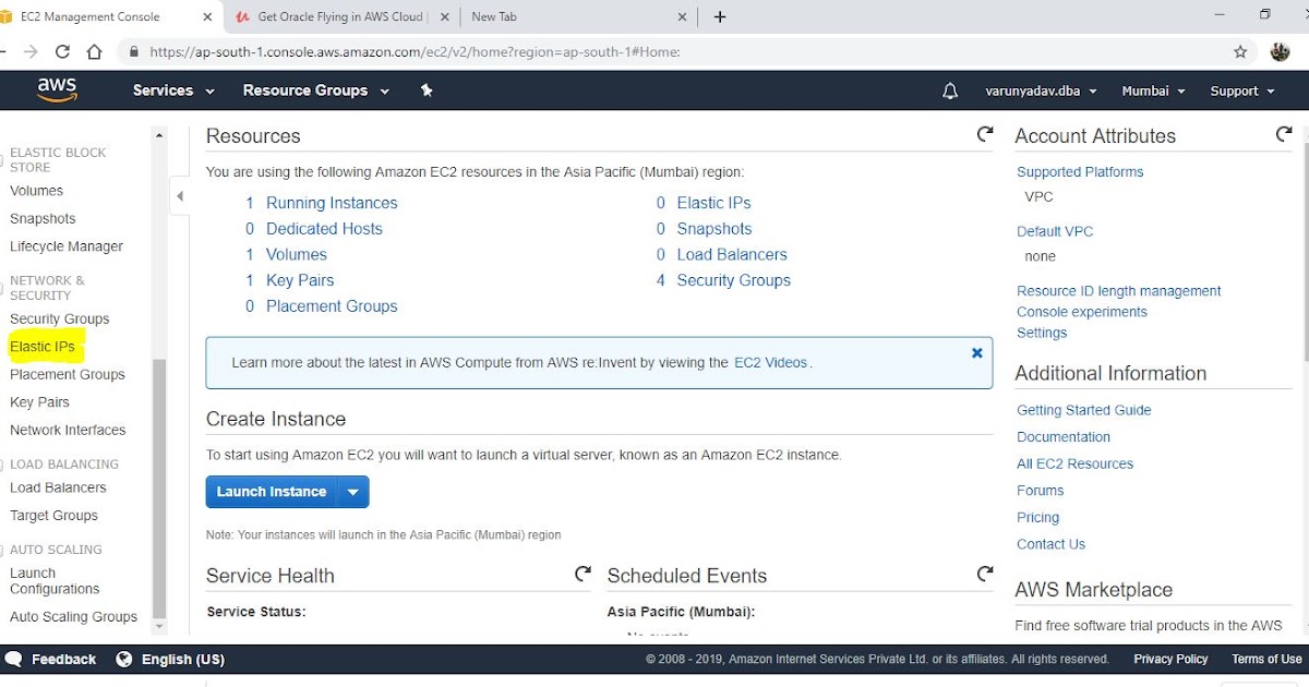 Oracle Database Commands and Practical Examples AWS Elastic IP