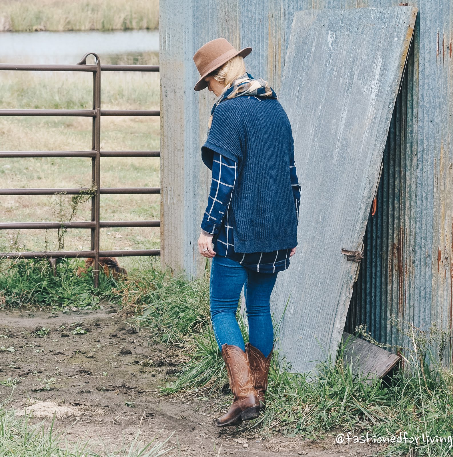 Fashioned For Living: skinny jeans and cowboy boots outfit with poncho ...