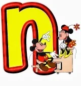 Lindo alfabeto de Mickey y Minnie tocando el piano N.