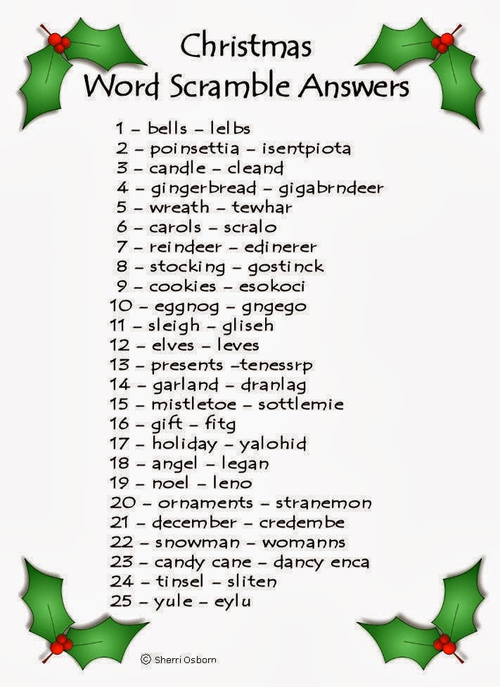 Christmas Word Games With Answers