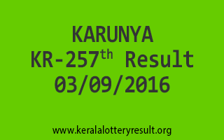 KARUNYA KR 257 Lottery Result 03-09-2016