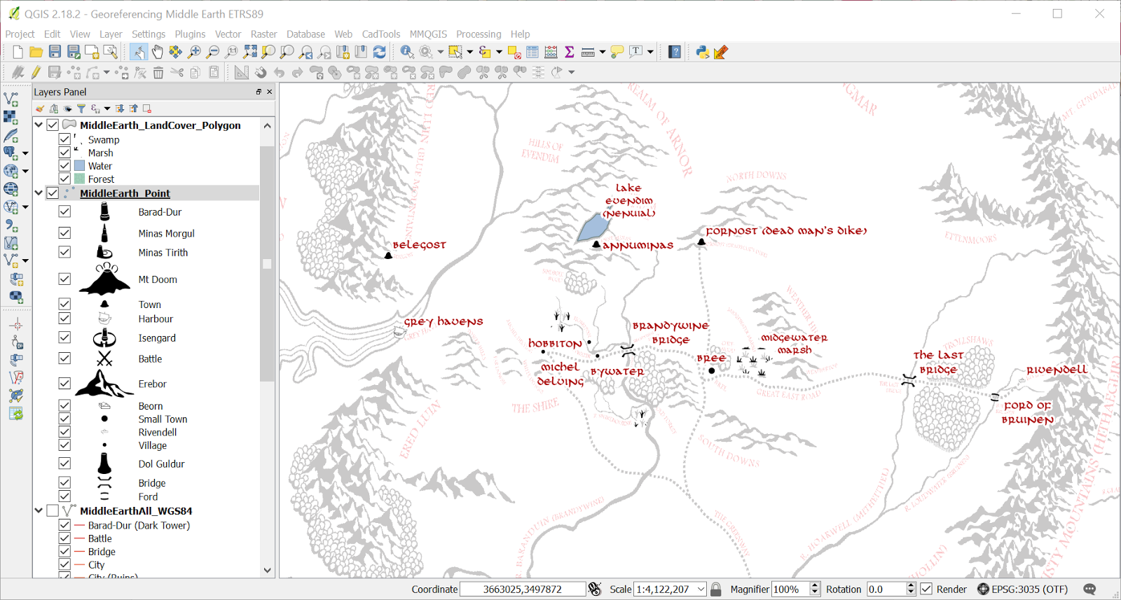 Middle Earth Vector Map Georeferencing Middle Earth - Vector Update