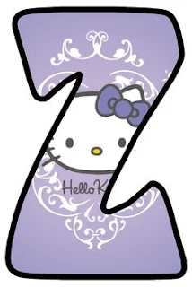 Abecedario Lila con Cara de Hello Kitty. Lilac Alphabet with Hello Kitty Face.