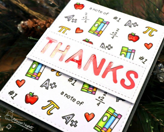 Thanks Teacher Card by Larissa Heskett | Classy Teachers Stamp Set and Essential Alphabet Die Set by Newton's Nook Designs #newtonsnook #handmade