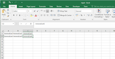 CSV file with data
