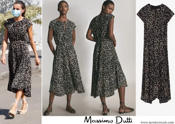 Queen Letizia wore Massimo Dutti Animal Print dress