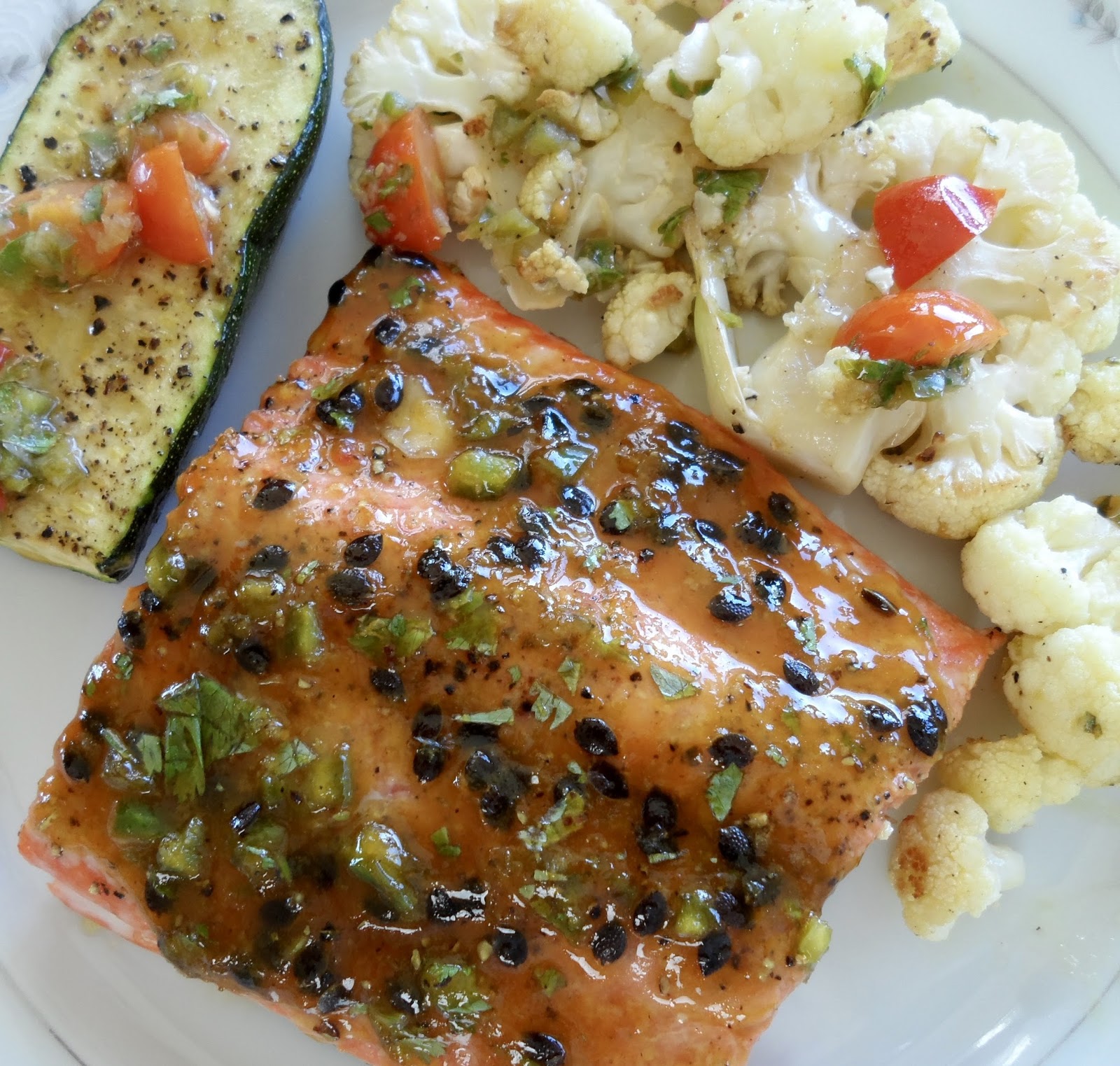 Passion Fruit Glazed Salmon With Roasted Vegetables