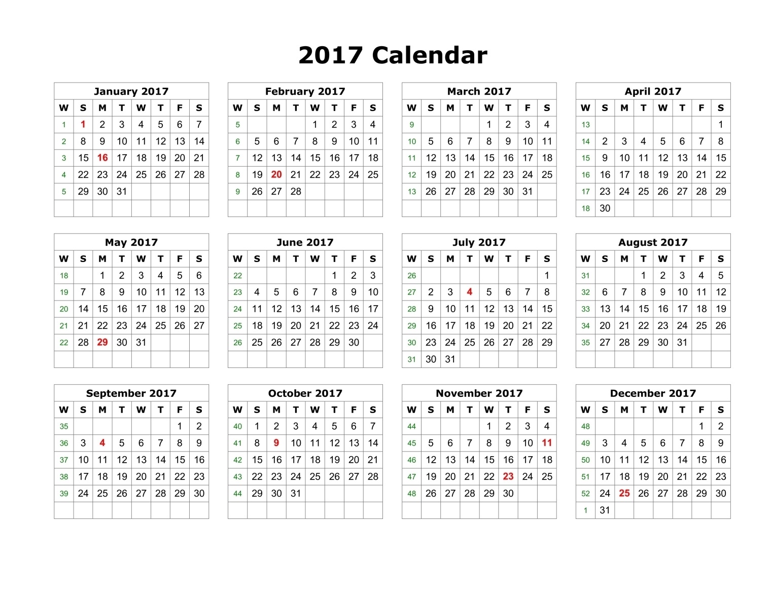 March 2017 Editable Calendar
