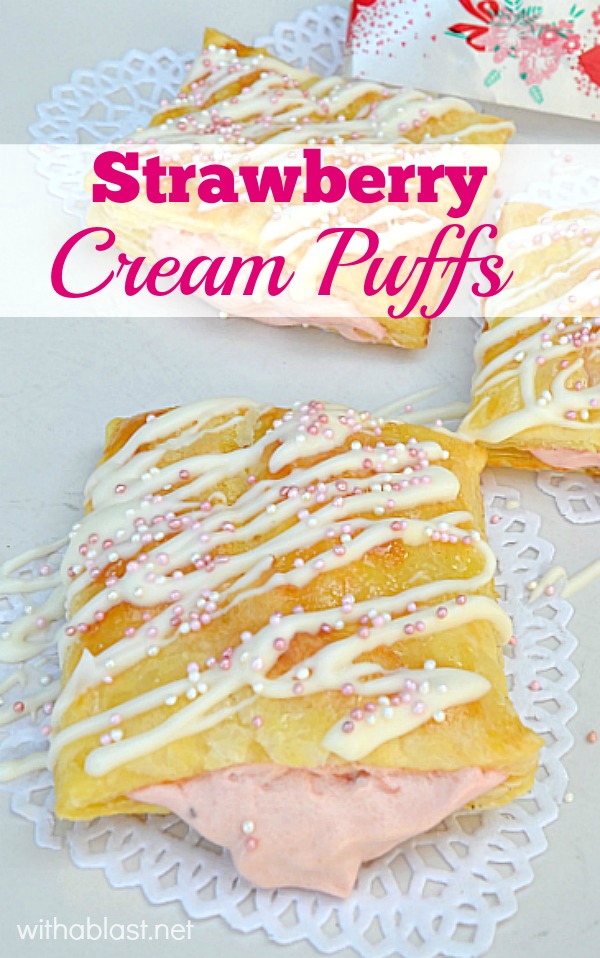 These Strawberry Cream Puffs are light, flaky and filled with a divine cream filling - perfect for dessert or as part of your sweet platter on Valentines Day