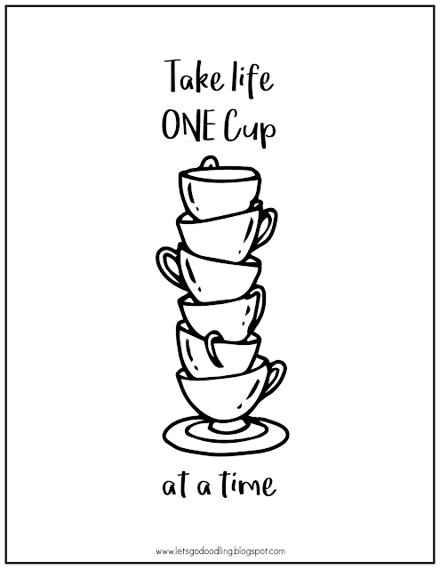 FREE Printable Coloring Page: Stacking Tea Cups
