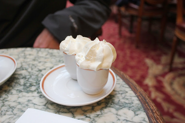 Whipped cream for hot chocolate L'Africain at Angelina, Paris