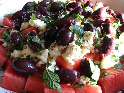 Watermelon & Feta Salad With Olives