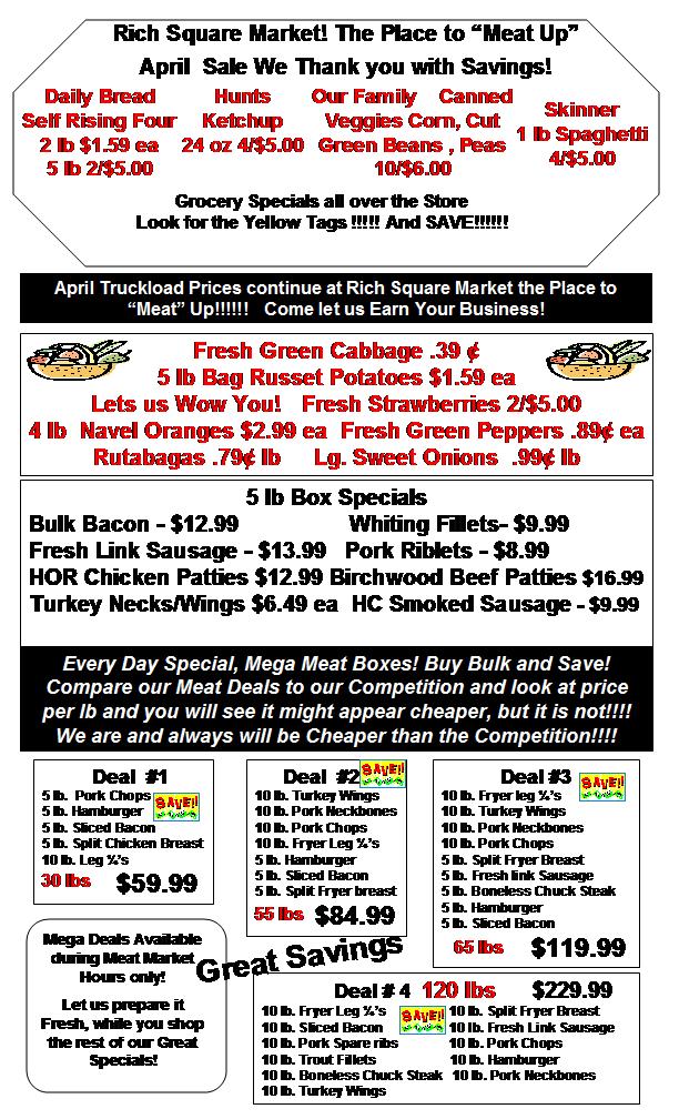 Rich Square Market Specials April 2013
