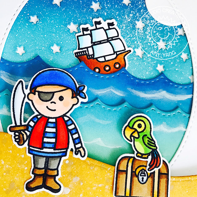 Sunny Studio Stamps: Pirate Pals Masculine Themed Pirate Card by Amy Yang