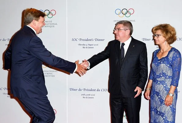 Crown Princess Mary and Crown Prince Frederik at a dinner for Rio 2016 Olympic Games. Prince Albert