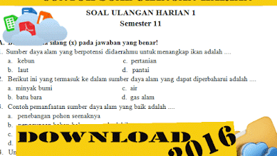 Unduh Kumpulan Soal Ulangan Harian Semester II 2016