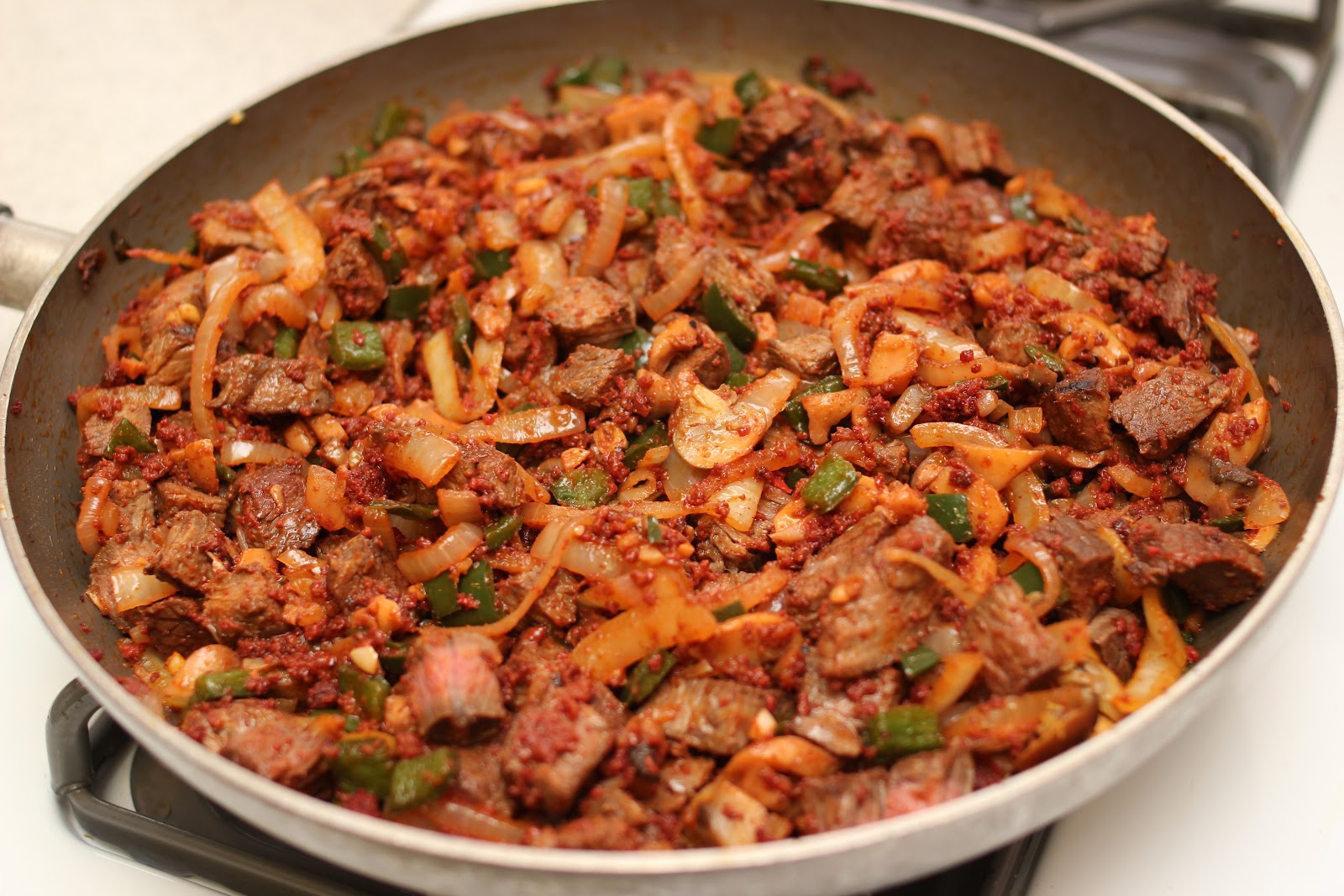 All Things Delicious dad's mexican steak & chorizo fajitas