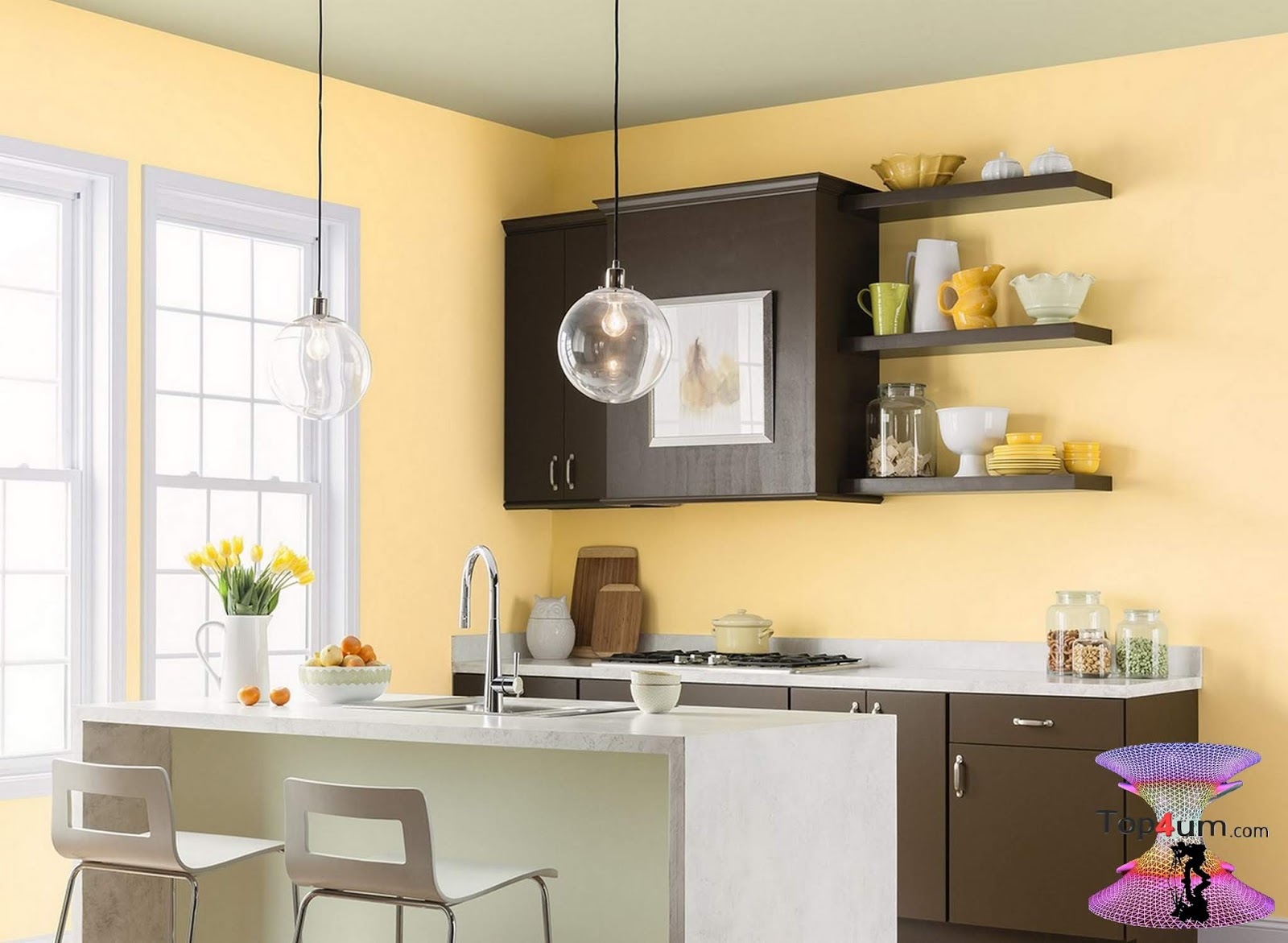 Какая лучшая краска для кухни. Dulux 90yr 73/029. Цвет стен на кухне. Крашенные стены на кухне. Интерьер кухни покраска стен.