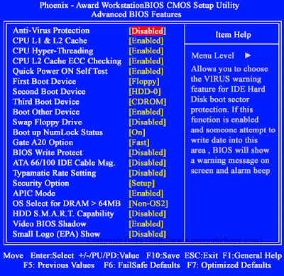 BIOS Setup Screen