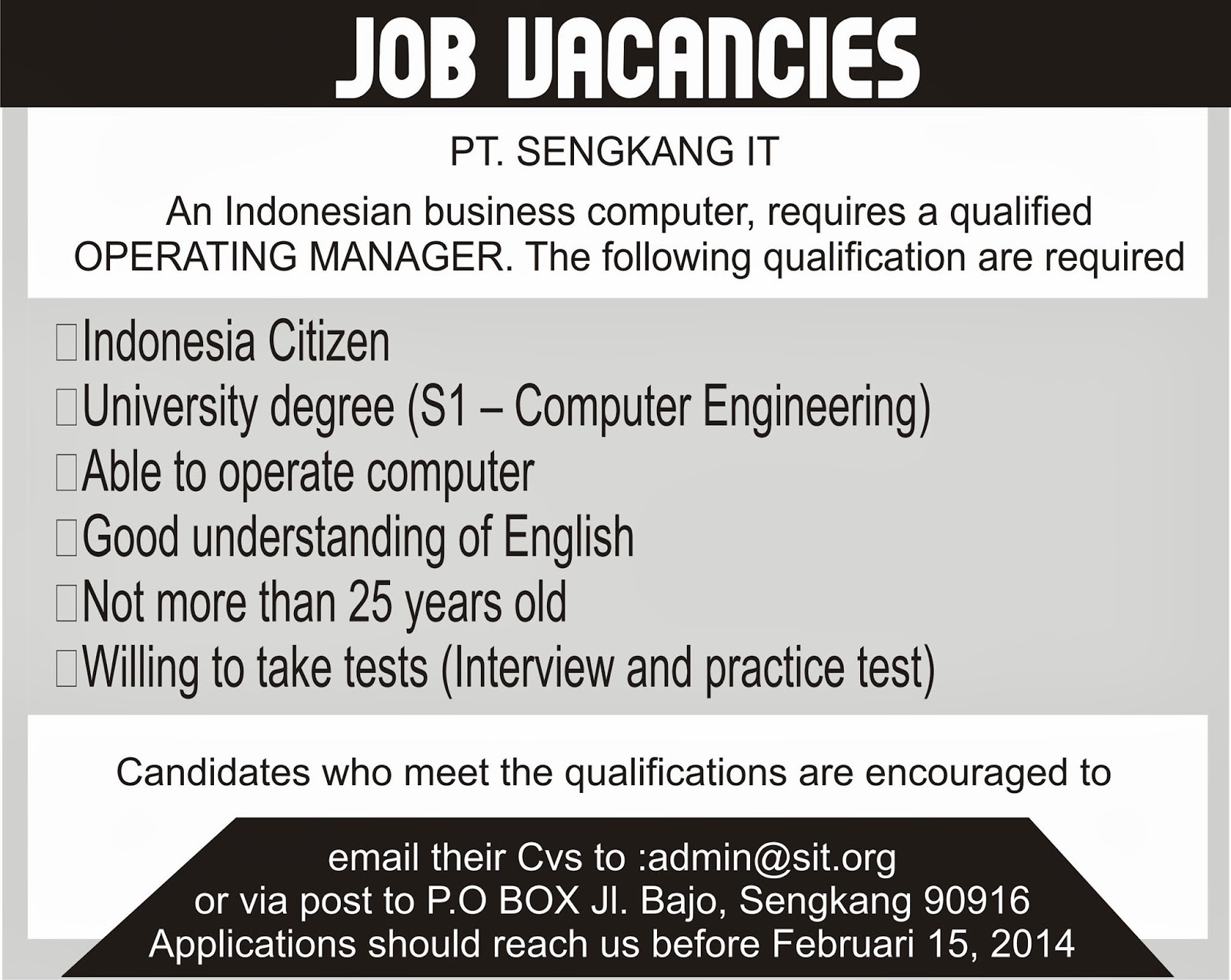 Contoh application letter for any position